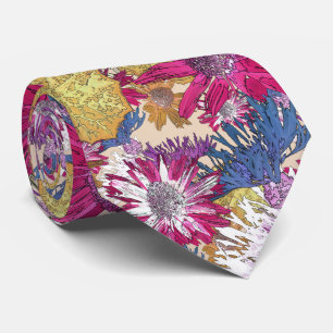 Retro, bloem, rode bloemen, bouquet, blauwe bloeme stropdas