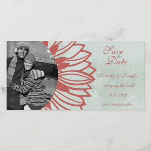 Retro bloemblad Bewaar de datum fotokaart Save The Date