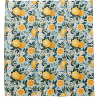 Retro bloemcitroenen douchegordijn