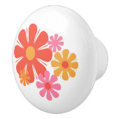 Retro Bloemen 60s 70s Roze en geel Keramische Knop (Rechts)