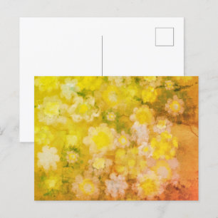 Retro Bloemen Abstract Zout Waterverf Schilderen Briefkaart