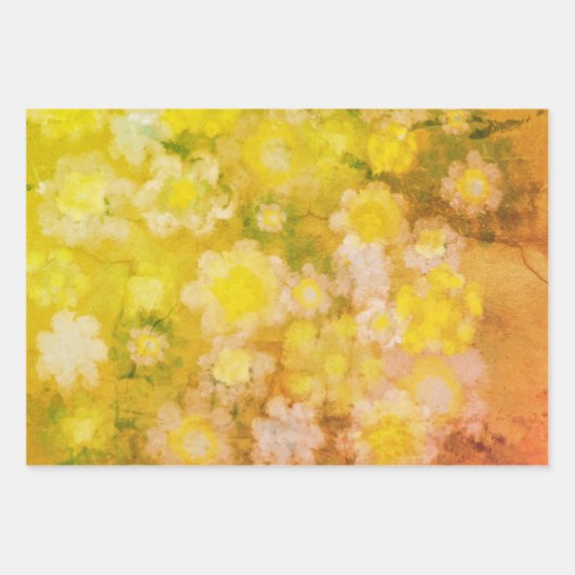 Retro Bloemen Abstract Zout Waterverf Schilderen Inpakpapier Vel (Voorkant 3)