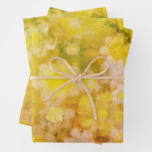 Retro Bloemen Abstract Zout Waterverf Schilderen Inpakpapier Vel (In situ)