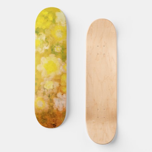 Retro Bloemen Abstract Zout Waterverf Schilderen Skateboard (Voorkant)