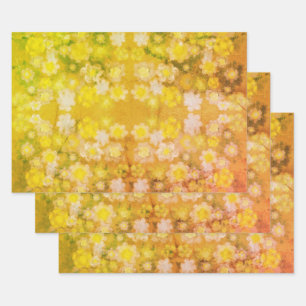 Retro Bloemen Abstracte Zoute Waterverf Patroon Inpakpapier Vel