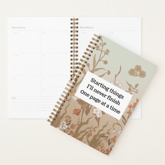 Retro bloemen beginnen dingen die ik nooit zal afm planner (Display)
