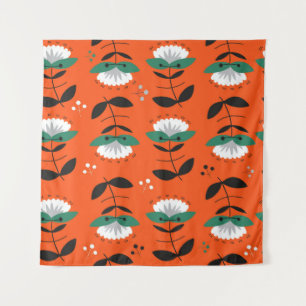 Retro bloemen, bladeren: naadloos patroon. wandkleed