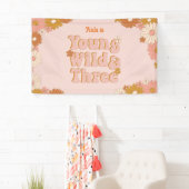 Retro bloemen Boho 3e verjaardag achtergrond Spandoek (Insitu)