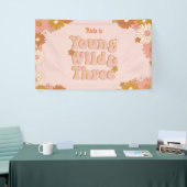 Retro bloemen Boho 3e verjaardag achtergrond Spandoek (Beurs)