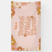 Retro bloemen Boho 3e verjaardag achtergrond Spandoek (Verticaal)