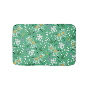 Retro bloemen, botanisch naadloos patroon. badmat
