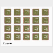 Retro Bloemen Checkerboard Roze Groene Vleermuis M Vierkante Sticker (Vel)