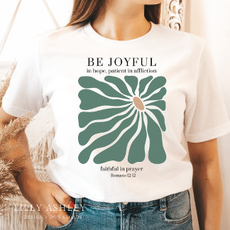 Retro Bloemen Christelijk Shirt voor Vrouwen met V