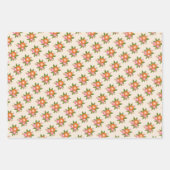 Retro Bloemen en dambord Roze Sinaasappel Groen Inpakpapier Vel (Voorkant 2)