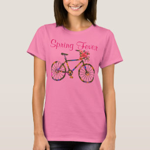 Retro Bloemen Fiets Lente Koorts T-shirt
