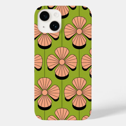 Retro Bloemen Geometrie Patroon - Roze bloemblaadj Case-Mate iPhone Case (Achterkant)
