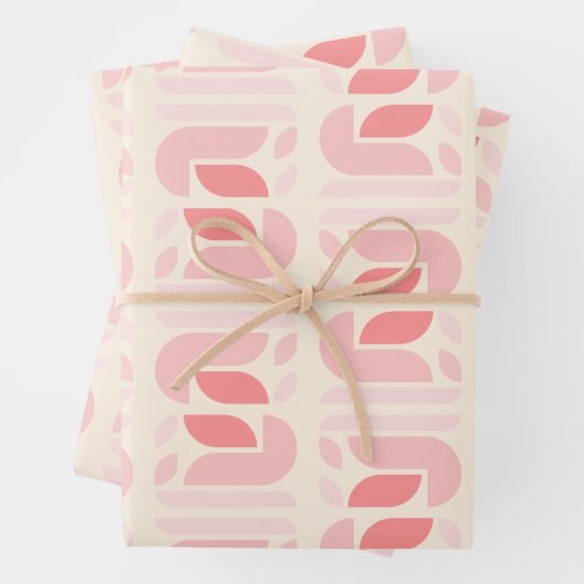 Retro bloemen geometrisch patroon inpakpapier vel (In situ)