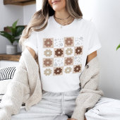 Retro bloemen geruit T-shirt