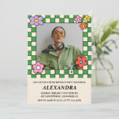 Retro Bloemen Groovy Foto 36e verjaardag Kaart (Staand voorkant)