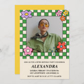 Retro Bloemen Groovy Foto 36e verjaardag Kaart (Voorkant / Achterkant)