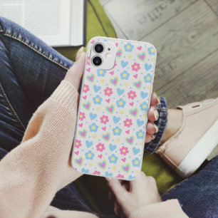 Retro Bloemen Harten Y2K Patroon Case-Mate iPhone 14 Hoesje