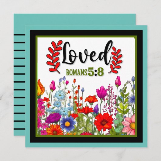 Retro Bloemen Inspirerend Feestdagenkaart (Voorkant / Achterkant)