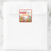 Retro Bloemen Inspirerend Vierkante Sticker (Tas)