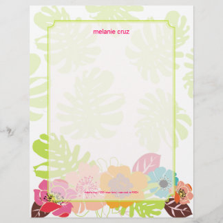 Retro bloemen, kies je favoriete achtergrondkleur gepersonaliseerd briefhoofd