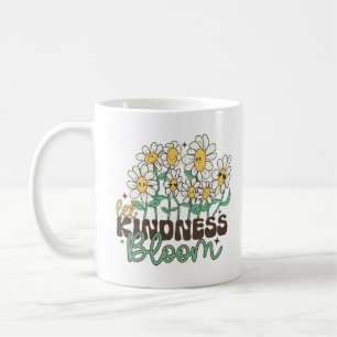 Retro bloemen laten vriendelijkheid bloeien koffiemok