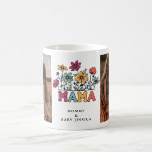 Retro Bloemen "Mama" Foto Mok