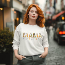 Retro Bloemen "MAMA" Sweatshirt met namen van Kind