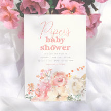 Retro Bloemen Meisje Baby Shower