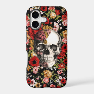 Retro bloemen met schedelpatroon