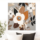 Retro Bloemen Midden Eeuw Modern Canvas Afdruk