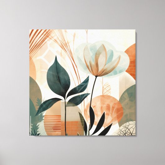 Retro Bloemen Midden Eeuw Modern Canvas Afdruk (Voorkant)