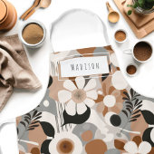 Retro Bloemen Midden-eeuws Modern Naam Schort