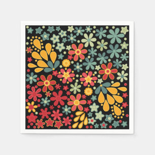 Retro.  Bloemen motieven 2 Servetten