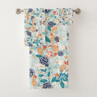 Retro Bloemen Naadloos Patroon Bad Handdoek
