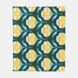 Retro Bloemen Naadloos  Patroon Fleece Deken