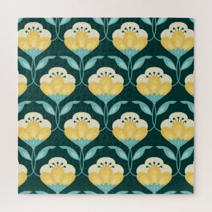 Retro Bloemen Naadloos Patroon Legpuzzel