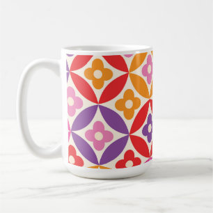 Retro bloemen op mid century cirkelpatroon koffiemok