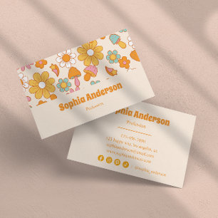 Retro Bloemen & Paddenstoel Schattige Boho Visitekaartje