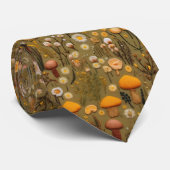 Retro Bloemen Patroon Geborduurde Paddestoel Stropdas (Opgerold)