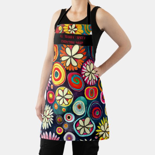 Retro Bloemen Patroon Koken Schort (Insitu)