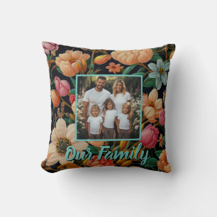 Retro bloemen personaliseren foto Sierkussen