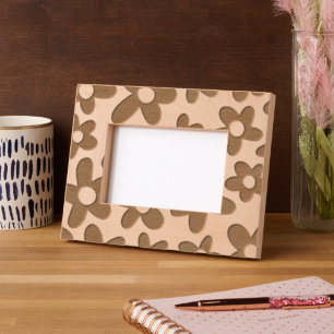 Retro Bloemen Print Laser geëtst Hout Afbeelding L Gegraveerde Lijstjes