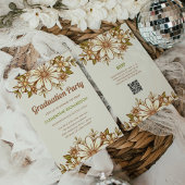 Retro Bloemen | QR-code 2024 Graduation Party Kaart