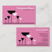 Retro bloemen - roze visitekaartje (Voorkant / Achterkant)