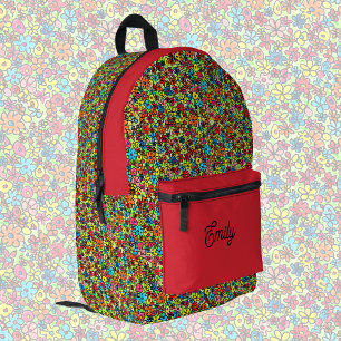 Retro bloemen, schattig personaliseerbaar bedrukte rugzak