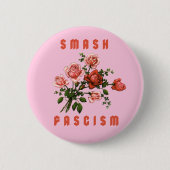 Retro Bloemen - Smash Fascism Ronde Button 5,7 Cm (Voorkant)